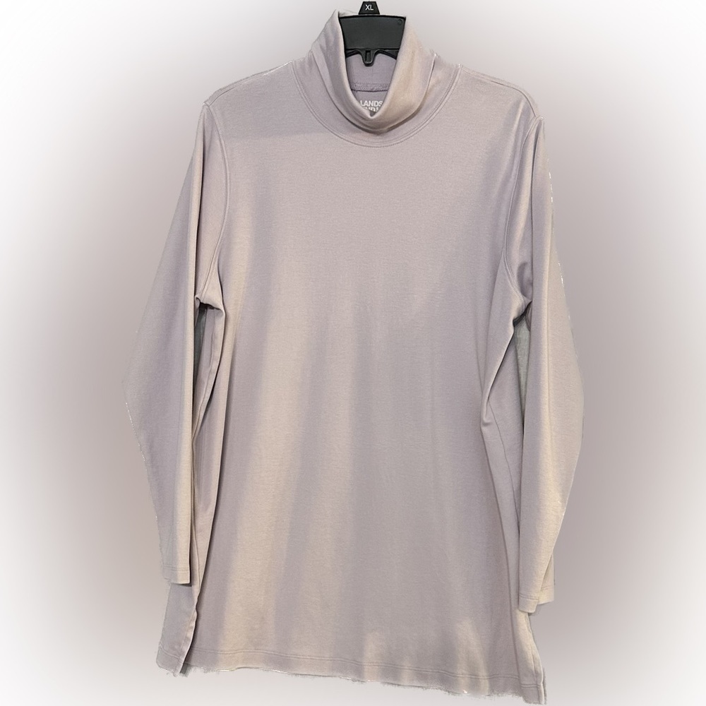 Lands End Womens Plus size Supima Cotton LS Turtle neck Size 1X Soft Iris Purple